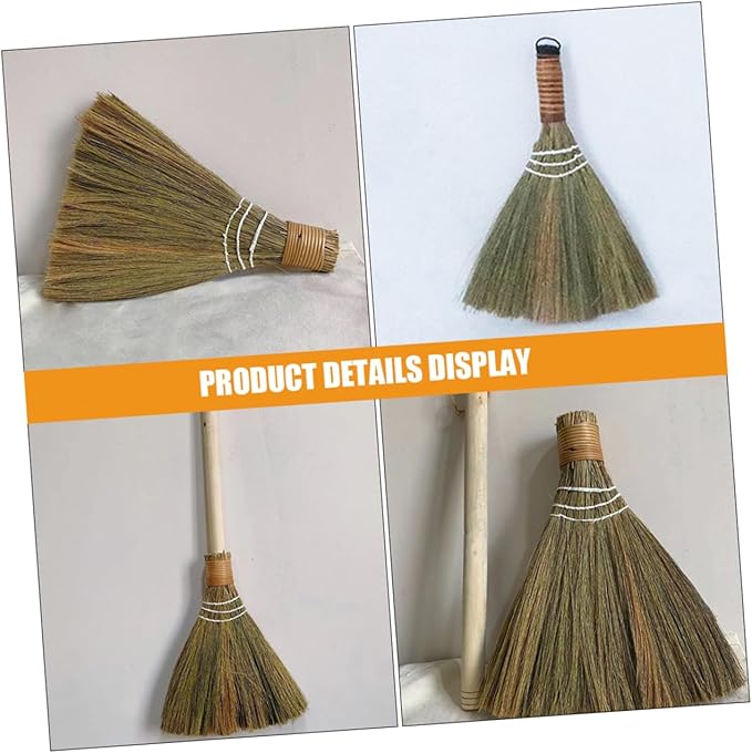 2pcs Hand Woven Broom Portable Cleaning Broom for Home Use Desk Duster Floor Sweeper Design for Dust Removal and Garden