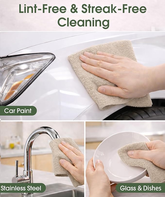 Microfiber Cleaning Cloth Roll - 100 Pack Tear Away Microfiber Paper Towels Reusable Washable Scratch-Free Kitchen Towels for Car Home Kitchen Glass Dishes(Desert Gold)