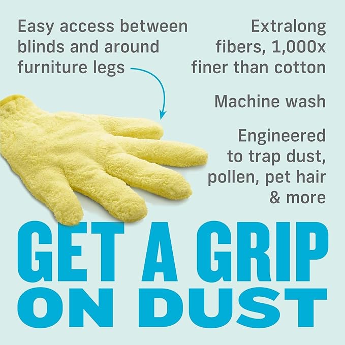 E-Cloth Duster &amp Cleaning Bundle - Microfiber Cloth Set - Includes Flexi-Edge Floor Dusting Mop High Performance Dusting Cloth &amp Glove Cleaning Wand and Replacement Mop Head