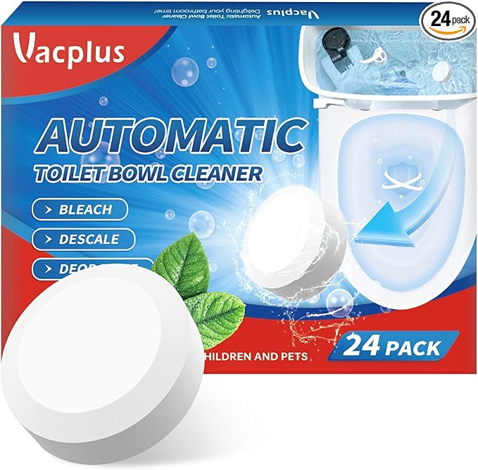 Vacplus Toilet Bowl Cleaners - 24 PACK Household Toilet Cleaner Automatic Toilet Bowl Cleaners with Bleach Sustained-Release Toilet Tank Cleaners for Deodorizing and Descaling 1.76 Ounces Each