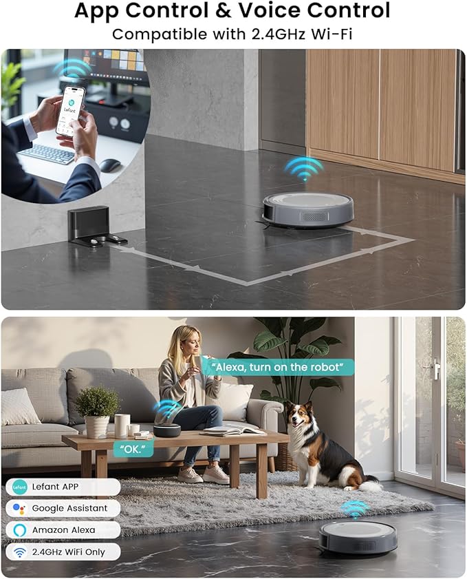 Lefant M310 Ultra Robot Vacuum and Mop 6000Pa Suction-Slim Robotic Cleaner with ToF LiDAR Navigation Accurate Obstacle Avoidance WiFi/App/Alexa Control 170min Runtime for Pet Hair and Home