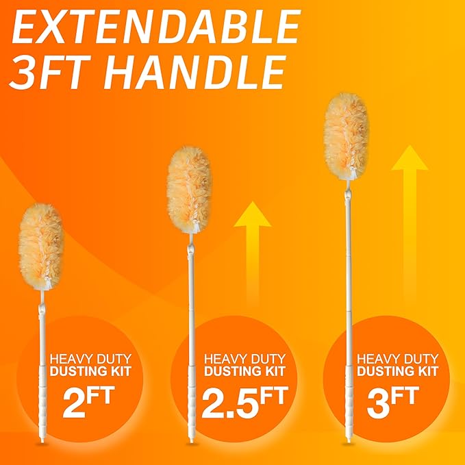 Duster Refills for Swiffer 100 Count with 1 Handle Heavy Duty 4X Microfiber 360° Swivel Disposable Dusting Pads for Multi-Surface Cleaning - Unscented