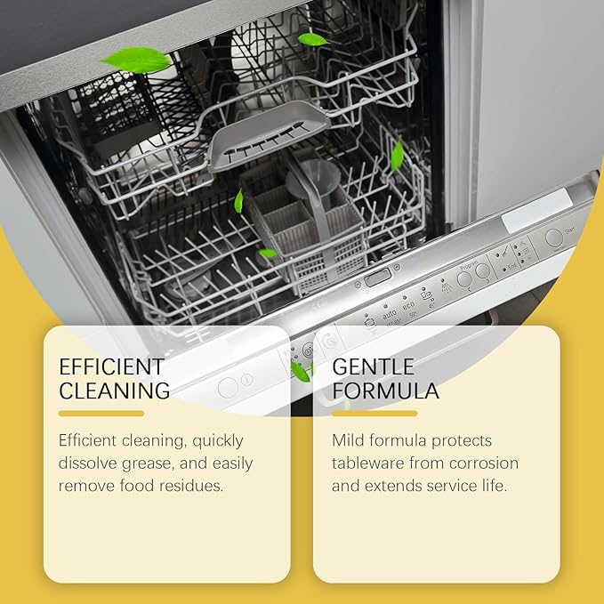 Dishwasher Detergent Pads - Effective Stain &amp Grease Removal Gentle On Dishes Residue-Free Cleaning Tablets(2PCS)