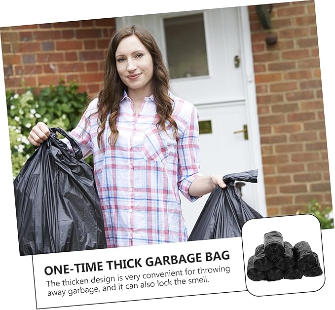 200 Pcs Thick Disposable Portable Trash Bags Strong Garbage Bags for Bathroom Travel and Outdoor Use Heavy-Duty Drawstring Closure