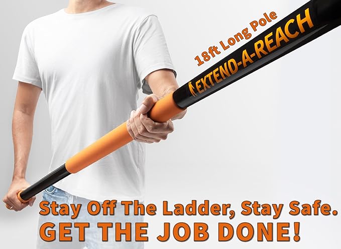 24 Foot High Reach Duster Kit with 5-18 ft Extension Pole // High Ceiling Dusting and Window Cleaning Kit with Telescopic Pole // Window Washer &amp Squeegee Cobweb Duster Fan Blade and Feather Dus