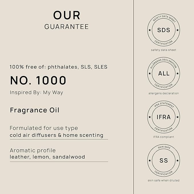 VINEVIDA [32 Fl Oz] Scent № 1000 Inspired by My Way Diffuser Oil Hotel Scents for Cold Air Diffuser - Waterless Diffuser Oil