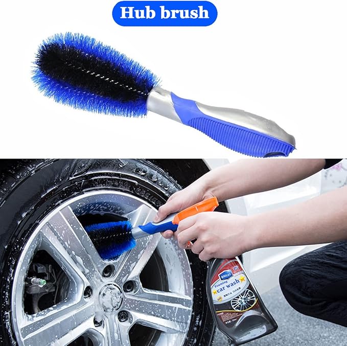Car Wash Brush With Long Handle Chenille Microfiber Mop Mitt 1 Replacement Head Wheel Brush Extension Pole Cleaning Kit With Towels for Cars Trucks 5PCS