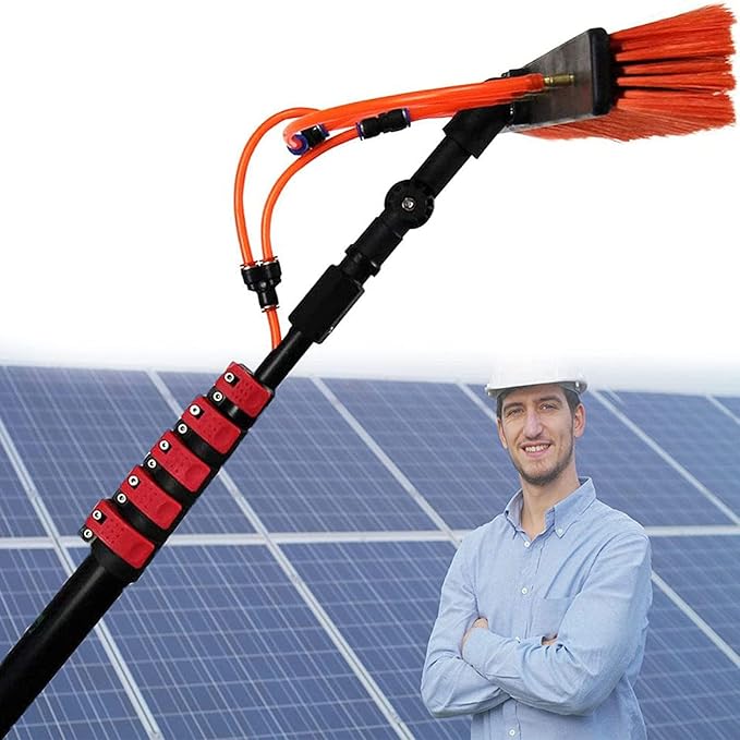 Water Fed Telescopic Brush Window Cleaning Kit for Cleaning Window Solar Panels Cleaning and Washing Tool for Window Glass Solar Panel 24FT/7.2M