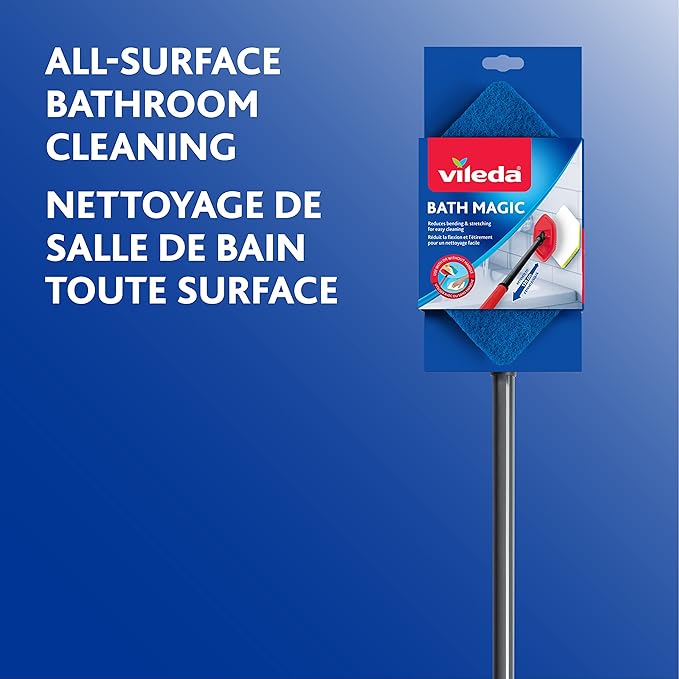 Vileda Bath Magic Bathroom and Tub Mop | Multisurface Cleaning Mop | Safe to Use on Tile Glass Ceramic Bathtub Shower Surfaces