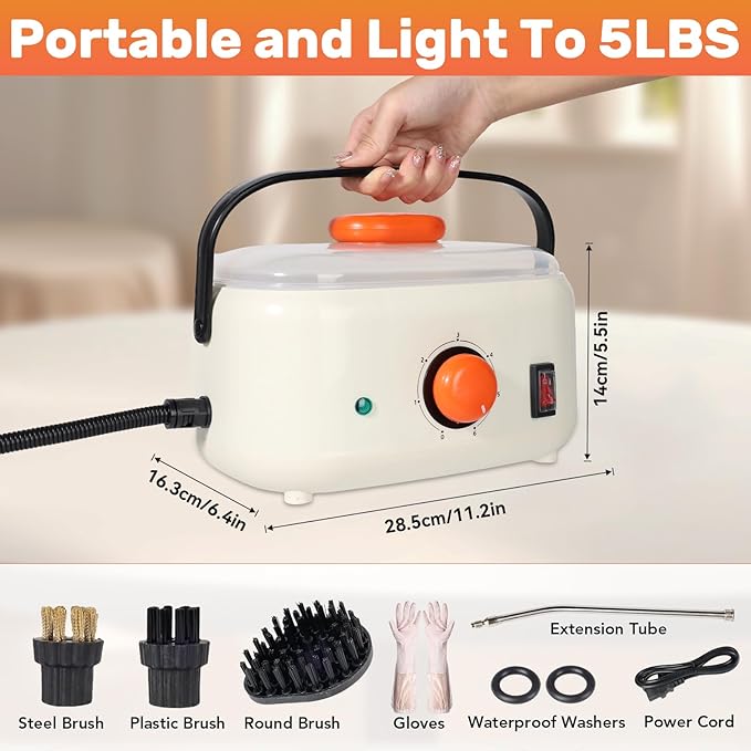 Steam CleanerHandheld Steam Cleaner1500ml High Pressure Steam Cleaner High Pressure Steamer for Cleaning for Home for Furniturefor Upholstery Car Kitchen CarpetsGrout and Tile (Orange)