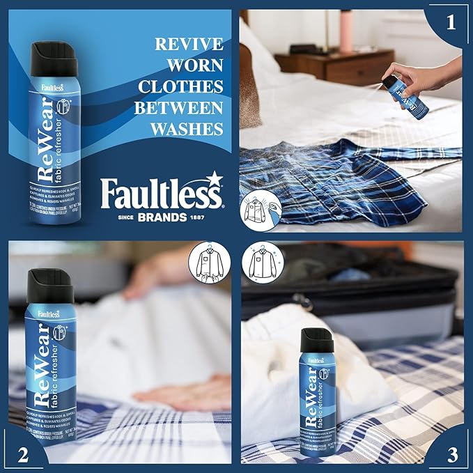 ReWear Fabric Refresher On-The-Go 3 oz. Multipack (6-Pack) - TSA-Friendly Travel Size Wrinkle &amp Odor Remover for Clothes