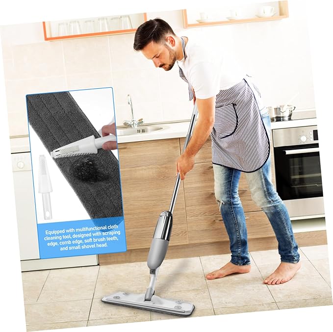 Mop with Refillable Wet Pads Rotatable Microfiber Flat Mop for Efficient Floor Cleaning for Hardwood Tile and Marble Surfaces Easy to Use with Water Tank