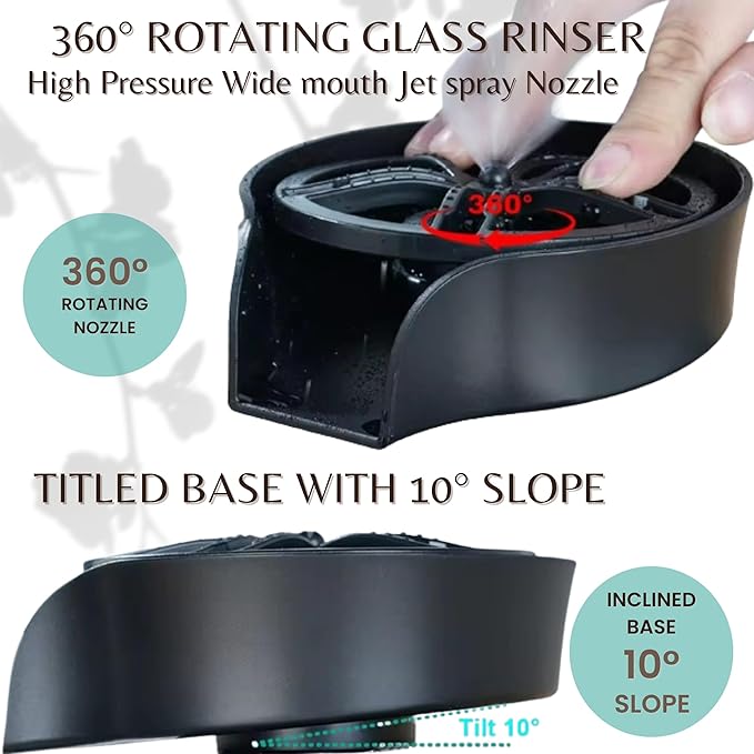 2-in-1 Glass Rinser &amp Sink Sprayer Attachment – High Pressure Cup Washer for Kitchen Sink – Matte Black Bottle Cleaner -Stainless Steel Cup Cleaner (Fits Standard Counter Holes)