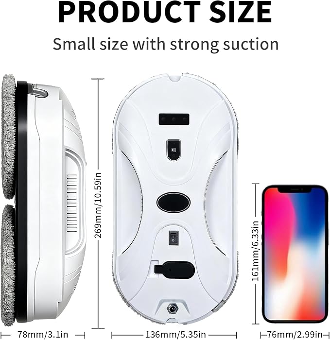 Patiixie Automatic Window Cleaning Robot Window Cleaner Robot Auto Dual Spray 2026 Model Robot Limpia Vidrios AI Path Planning 3000Pa Suction Remote Control Edge Detection for Streak-Free Glass