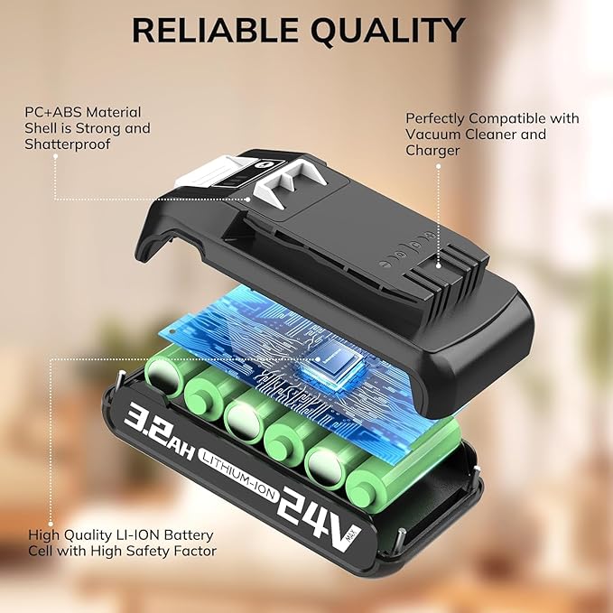 Keenstone 24V Battery for Bissell CleanView XR 4054 &amp XR Pet Stick Vacuum 3789U and 3797V Replacement Battery 3200mAh Battery Compatible with Bissell Cordless Vacuum Cleaner