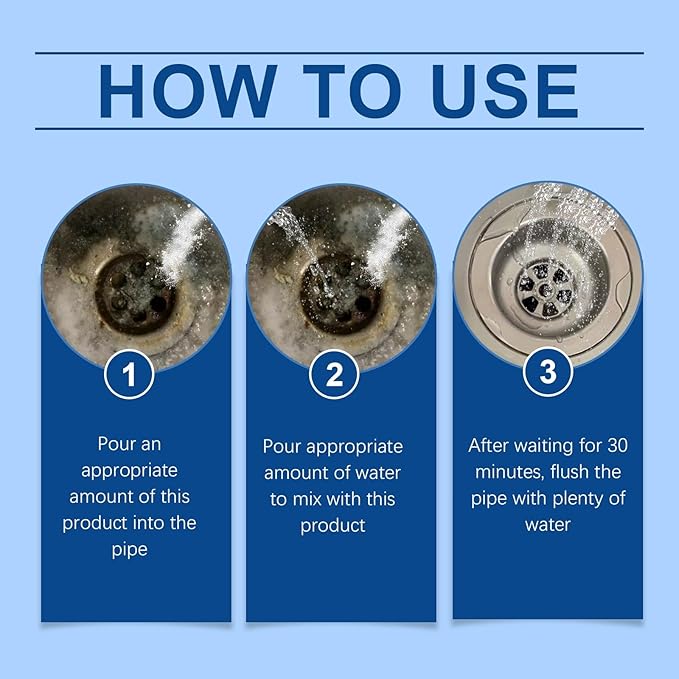 Drain Cleaner - Professional Strength Drain Unblocker for Kitchen Bathroom Sink &amp Toilet - Removes Clogs Fast &amp Leaves No Residue(2PCS)