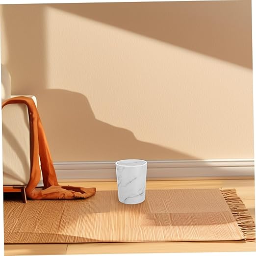 Large Swing-top Trash Can with Lid Elegant Marble Pattern Wastebasket for Bathroom Bedroom Kitchen and Office Spacious Garbage Container for Home Use