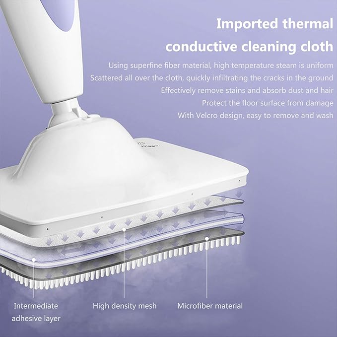 Wireless Steam Mop Floor Mop Steam Cleaner with Adjustable Steam Intensity Multifunctional Carpet Upright Cleaner Mop for Floor Cleaning Purple
