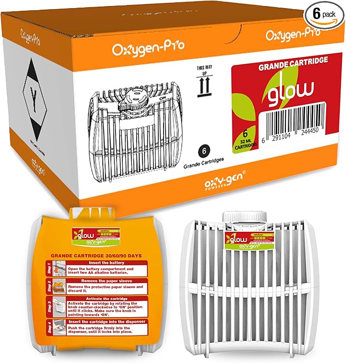 Oxygen-Pro - Glow Sweet Amaretto Strong Fragrance Cartridge For Oxy-Gen Powered Commercial Air Fresheners and Deodorizers (6)