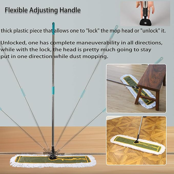 OFO 36inch Industrial Commercial Dust Mop 2 Sets //Heavy Duty Dust Mop // 63inch Length Stainless Steel Handle //Easily Clean Large Area FactoryShopping MallGarage