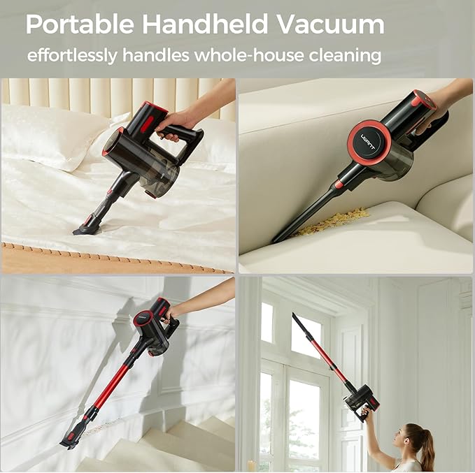 uwant Cordless Vacuum Cleaner 35Kpa Powerful Suction Wide Green Headlight Vacuum Cleaner for Home Pet Hair Anti-Tangle HEPA Lightweight Handheld Vacuum for Carpet Hard Floors