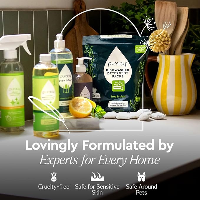 Puracy Instant Spot Remover for Clothes - Cleaning Spray Stain Spray - Car Cleaner Carpet Cleaning Solution Couch Stain Remover - Free &amp Clear 25 + 48 Fl Oz