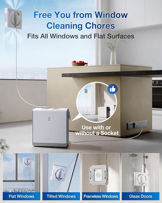 ECOVACS WINBOT W2 PRO Omni Portable Window Cleaning Robot with Multi-Functional Station Charging While Working Intelligent Cleaning with Triple Nozzle Water Sprayer 12-Level Protection
