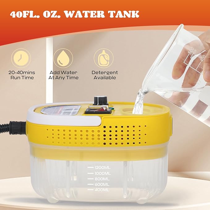 Moongiantgo Handheld Steam Cleaner 2500W High Pressure Steamer for Cleaning Portable Pressurized Cleaning Machine for Home Kitchen Car Detailing Grout Tile Bathroom with 1200ml Water Tank (Yellow)