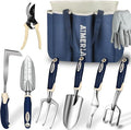 Aimerla Gardening Tools Set of 9 Heavy Duty Garden Tools with Non-Slip Rubber Grip with Large Garden Bag Durable for Garden Weeding Gifts for WomenMen