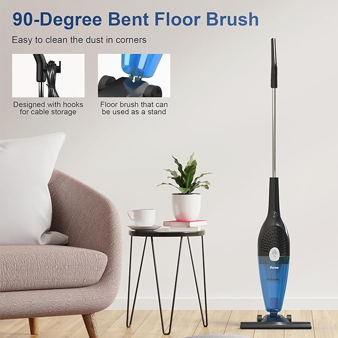 TBBSC Corded Stick Vacuum Cleaners 25KPa Lightweight Handheld Multi-Surface 3-in-1 Small Vacuum Cleaners 1000W Motor Household Vacuum for Home Hardwood Floor Carpet Car Pet Hair Black