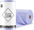 Fantasticlean Microfiber Cleaning Cloth Roll -75 Pack Tear Away Microfiber Towels 12 x 12 Reusable Washable Scratch Free Ultra Absorbent Dishcloth for All-Around Cleaning Supplies (Lavender)