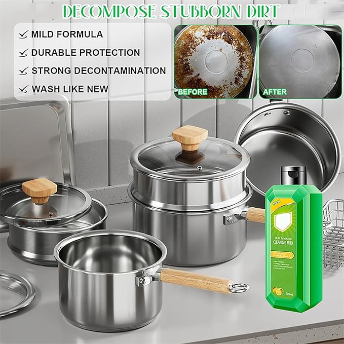 Cleaning Milk House Cleaner - Powerful Multifunctional Concentrated Cleansing Lotion Cleansing Milk Heavy Oil Stain Cleaner Clean up Kitchen Oil Stains Kitchen Cleaning Supplies (3PCS)