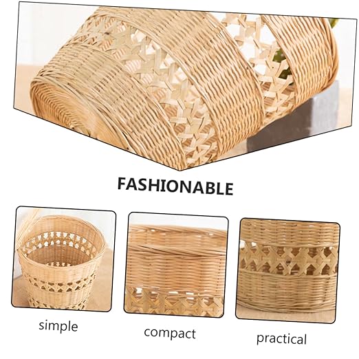 Rustic Woven Wastebasket Trash Can Multifunctional Storage Basket for Office and Home with Wear Resistant Material and Hand Safe Design