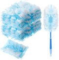 Vesici 100 Pcs Duster Refills Compatible with Swiffer Dusters Bulk Disposable Replacement Thickened with 1 Handle Heavy Duty for Cleaning Office (Blue)