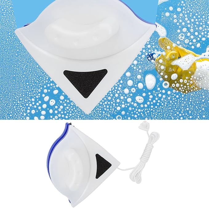 Magnetic Brush Cleaner Double Side Window Glass Tool. Easy to Strong Absorption. RUB Corners with The trilateral Design Easy scrubbing with The Magnetic Design. Double