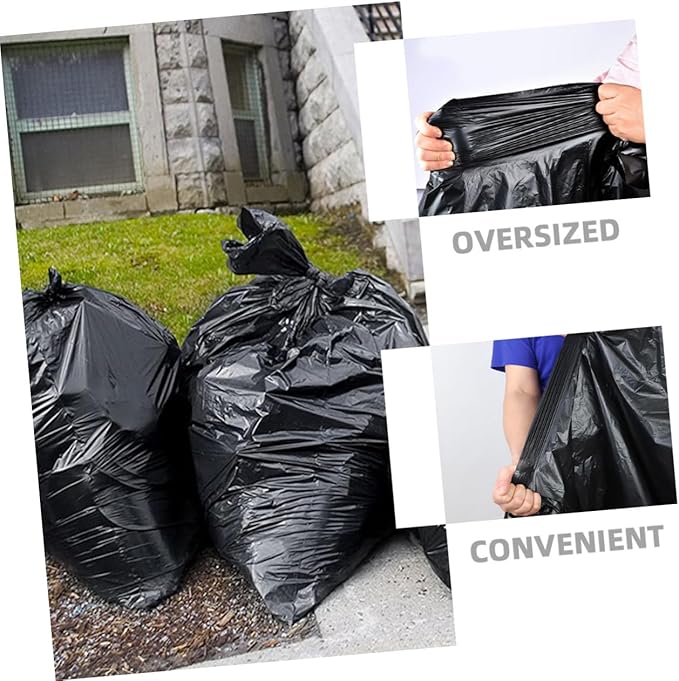 50pcs Large Heavy Duty Trash Bags 80x100cm Black Contractor Garbage Bags for Outdoor Kitchen Gardening and Commercial Use Suitable for 100l Bins