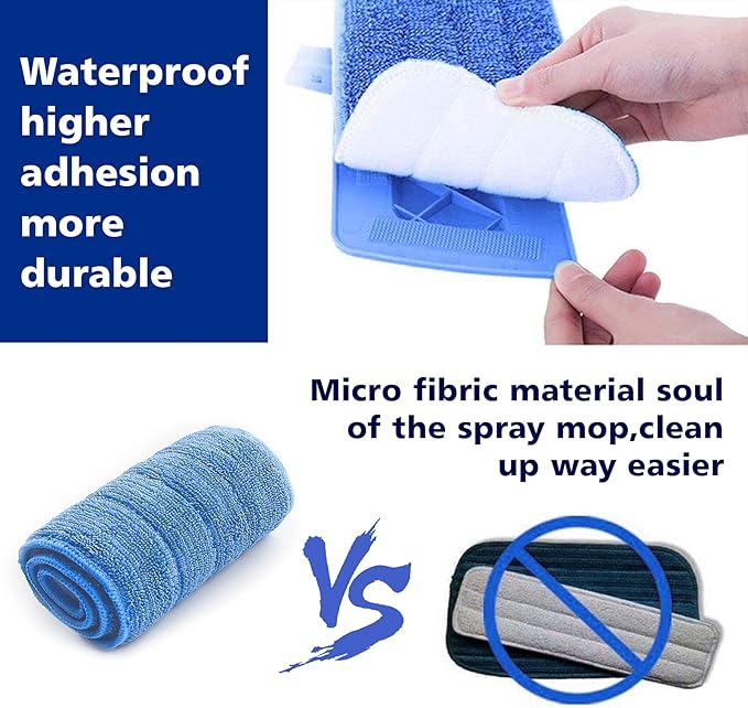 Replacement Washable Microfiber Absorbing Mop Head - Compatible with E-Cloth Deep Clean Mop Head Wet &amp Dry Cleaning Cloth Refills for All Hard-Floor (Blue) 6Pack