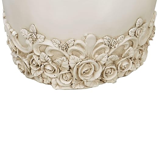 Touch of Class Victoria Rose Antique Ivory Wastebasket for Bathroom or Vanity Area