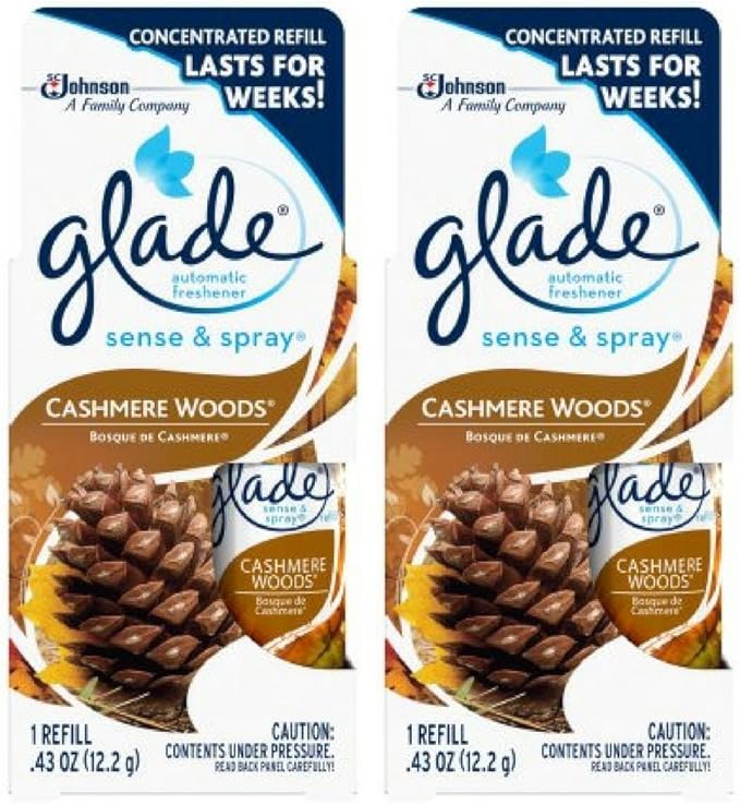 Glade Sense &amp Spray automatic air freshener refill Cashmere Woods - 2 Packs
