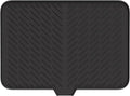 Silicone Dish Drying Mat with Built-in Drain Lip Dish Drying Mats for Kitchen Counter Hygienic Ultra Absorbent Dish Drying Pad Sturdy Compact Easy to Clean Tray Prevents Water Build Up (Black)