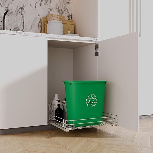 28 Qt. / 7 Gallon Green Rectangular Recycling Wastebasket Trash Can | 6 Pack