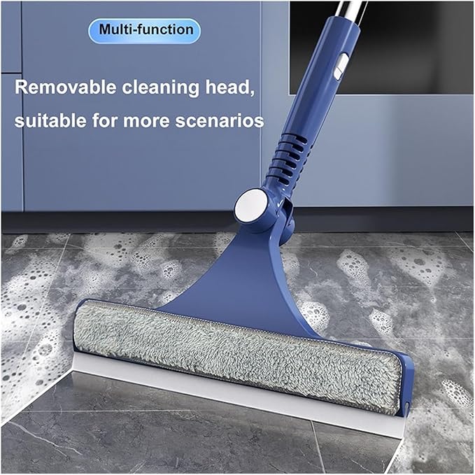 Glass Cleaning Tool Household Window Double-sided Wiper Car Adjustable Long Handle(Blue)