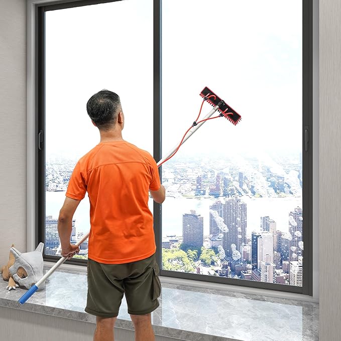 Window Cleaning Poles Water Fed Brush Window Solar Panel Cleaning Washing Pole w/ 20m Pipe Cleaning Extendable Telescopic Pole Water Fed Brush Spray Washer