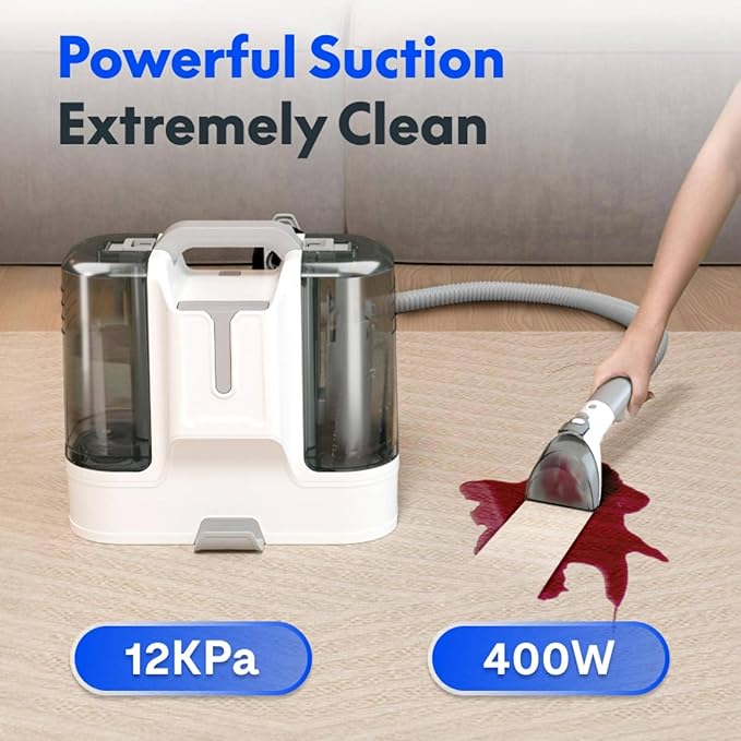 Tidyard Carpet Cleaner Machine Portable Upholstery Stain Remover with 12000Pa Strong Suction 61oz Dual Water Tank for Pet Hair Carpet Car and Couch Cleaning