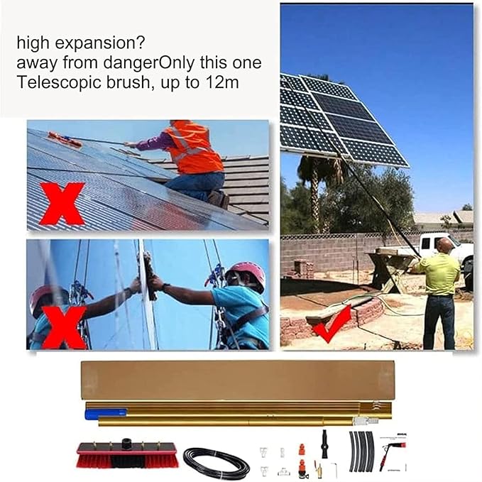 Window Cleaning Telescopic Pole Telescopic Window Cleaning Brush Window Washing Kit with Extension Pole Extendable Solar Panel Cleaning Brush Water Fed Pole (Size : 24FT/7.2m)