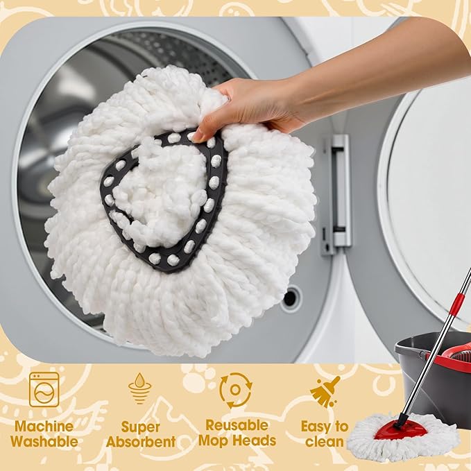 20 Pack Spin Mop Replacement Heads100% Microfiber Mop Heads Replacements Compatible with OCeda Easywring 1-Tank SystemSpinning Mop Replace Head for Easy House Cleaning Floor Mopping