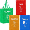 4 Pcs Recycling Bin Bags Separate Recycle Bin Waterproof Waste Baskets Recyclable Waste Trash Sorting Organizer for Home Office Kitchen Battery Can Paper Plastic and Glass
