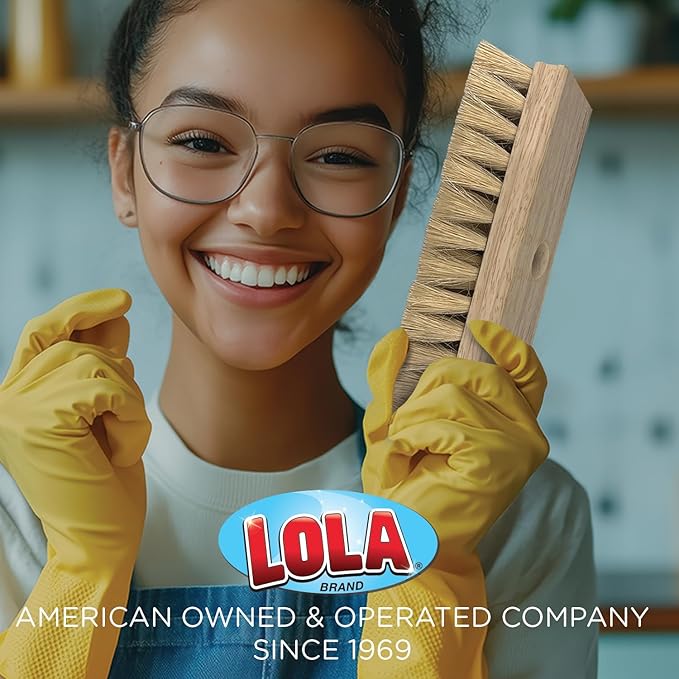 LOLA Deck Scrub Brush 9 x 3.5 Head w/Tampico Bristles for Outdoor Cleaning Removes Dirt &amp Grime from Patios Decks Grout 1 Count