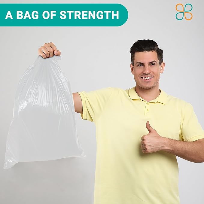 PlasticMill Heavy Duty Trash Bags - Clear Garbage Bags - Plastic Trash Bags - Tall Trash Bags Trash Can Liners - 20-30 Gallon Large Kitchen Trash Bags 2 Mil 30x36 (100-Count)