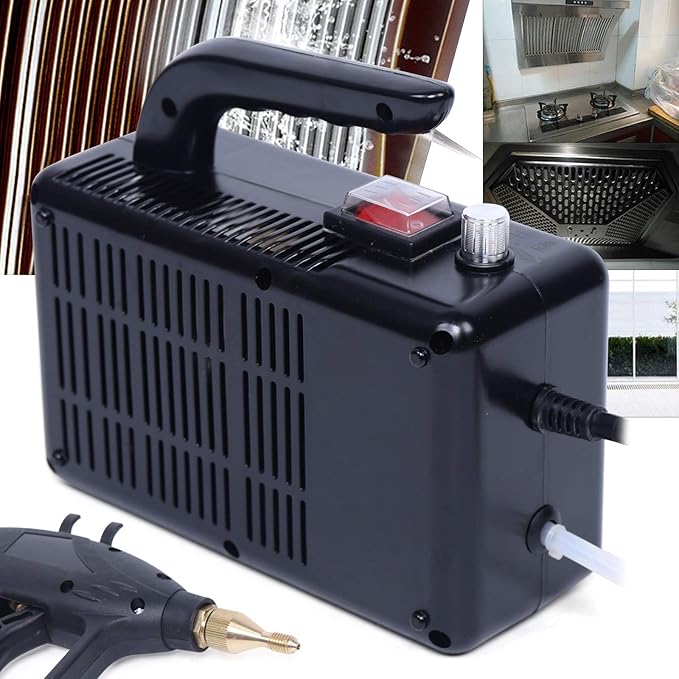 CNCEST Steam Cleaner 110V 1600W High Pressure Commercial Steam Cleaning System Portable Hand-held Pressurized Steam Cleaner 360 ° Cleaning for Kitchen Car (Black)